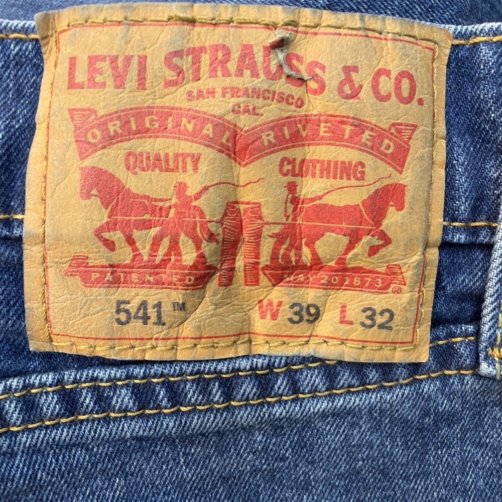 Levis 541 Jeans Mens 39x30 Blue Athletic Tapered Medium Wash Denim Pants - Picture 9 of 16